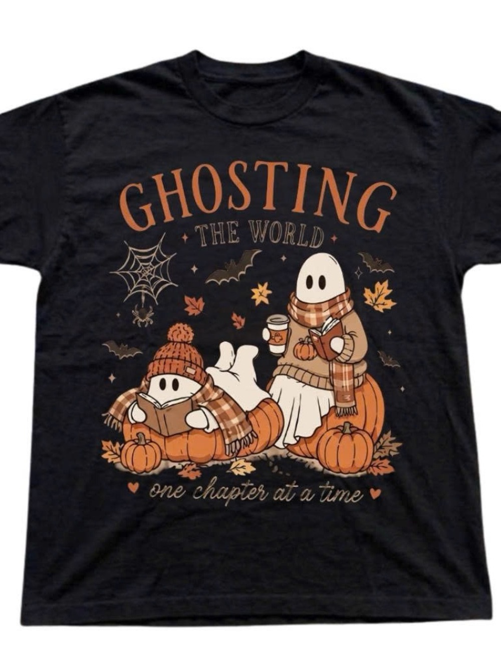 Ghosting the World Black Halloween Graphic Tee